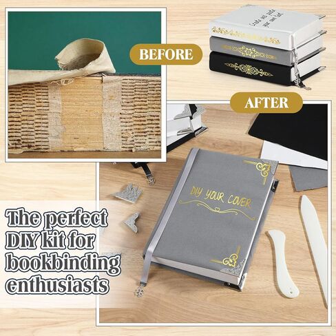62 PCS BOOK BOOK RINDING KIT ، 6 PCS 12 '' X 16 '' Bookcover Cloth Fabric 24 Metal Corners 3 Iron on Vinyl Sheets 6 Poncbark 23 Accessories for Old Book Diy Craft (Red ، Green ، Blue) in Saudi Arabia