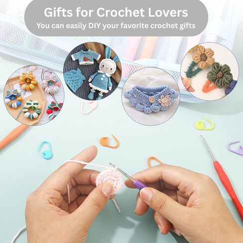 Blingcute 50PCS Ergonomic Crochet Hooks Set (0.6mm-8.0mm),Crochet Hooks for Arthritic Hands with Crochet Accessories, Metal Crochet Needles Kit with Pink Bag for Women & Crocheters in Kuwait