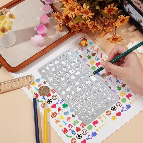 UNICRAFTALE Banners Icons Metal Stencils for Wood Burning Stainless Steel Bubbles Frames Reusable Template Stencils for DIY Engraving Painting Embossing Journaling Bookmark in Saudi Arabia