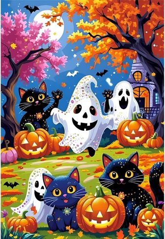 Bloomthread DIY 5D Halloween Ghost and Pumpkin Diamond Painting Kit for Adults – Full Round Drill Horror Diamond Art Kit (12 x 16 Inch) (Ghost-2) in Saudi Arabia