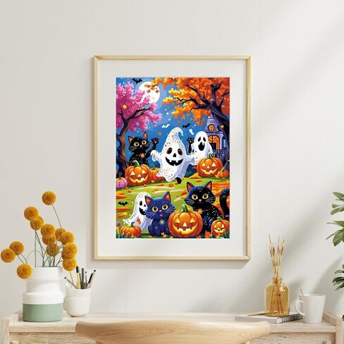 Bloomthread DIY 5D Halloween Ghost and Pumpkin Diamond Painting Kit for Adults – Full Round Drill Horror Diamond Art Kit (12 x 16 Inch) (Ghost-2) in Saudi Arabia