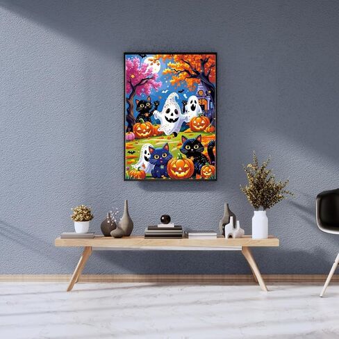 Bloomthread DIY 5D Halloween Ghost and Pumpkin Diamond Painting Kit for Adults – Full Round Drill Horror Diamond Art Kit (12 x 16 Inch) (Ghost-2) in Saudi Arabia