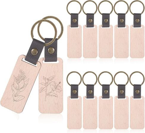 Giantree 12Pcs Wooden Keychain Blanks, Laser Engraving Blanks Wooden Ornaments, Key Chain Bulk Wood Rings, Wood Blanks for Crafts Ring Pet Tag for DIY, Crafts Gift, Pet Tags Key Ring Key Tag in Saudi Arabia