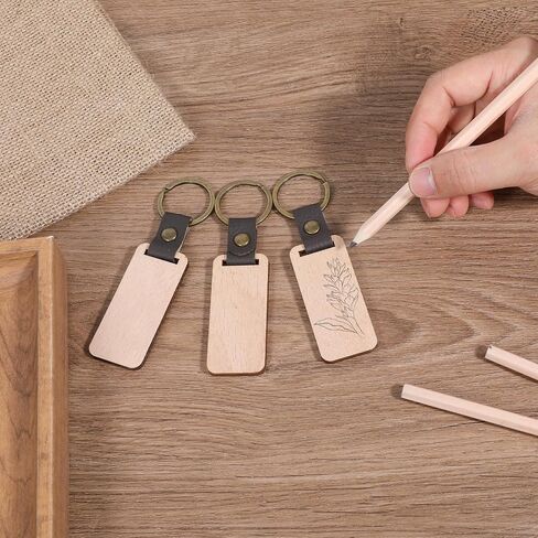 Giantree 12Pcs Wooden Keychain Blanks, Laser Engraving Blanks Wooden Ornaments, Key Chain Bulk Wood Rings, Wood Blanks for Crafts Ring Pet Tag for DIY, Crafts Gift, Pet Tags Key Ring Key Tag in Saudi Arabia