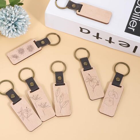 Giantree 12Pcs Wooden Keychain Blanks, Laser Engraving Blanks Wooden Ornaments, Key Chain Bulk Wood Rings, Wood Blanks for Crafts Ring Pet Tag for DIY, Crafts Gift, Pet Tags Key Ring Key Tag in Saudi Arabia
