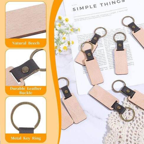 Giantree 12Pcs Wooden Keychain Blanks, Laser Engraving Blanks Wooden Ornaments, Key Chain Bulk Wood Rings, Wood Blanks for Crafts Ring Pet Tag for DIY, Crafts Gift, Pet Tags Key Ring Key Tag in Saudi Arabia