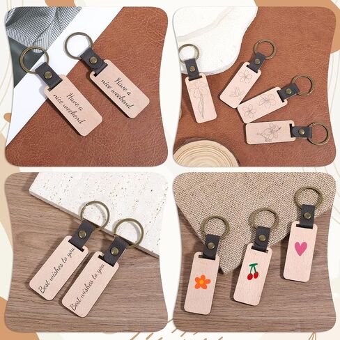 Giantree 12Pcs Wooden Keychain Blanks, Laser Engraving Blanks Wooden Ornaments, Key Chain Bulk Wood Rings, Wood Blanks for Crafts Ring Pet Tag for DIY, Crafts Gift, Pet Tags Key Ring Key Tag in Saudi Arabia