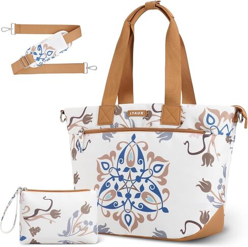 حقيبة حمل بوهو مع مقصورة كمبيوتر محمول وسحاب ، حقيبة كتف محفظة لعمل السفر بين عشية وضحاها الرحلات في عطلة نهاية الأسبوع ، هدية للنساء ، أبيض in Kuwait