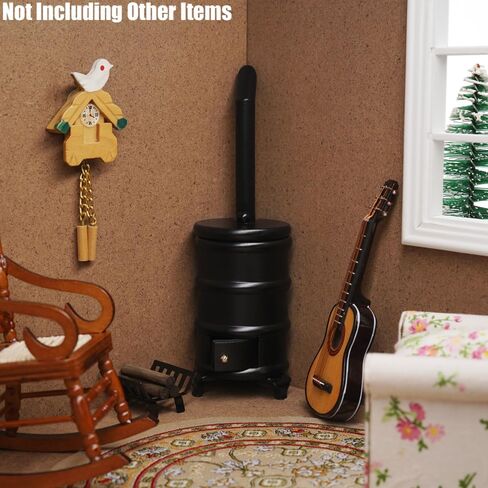 Odoria Dollhouse Kitchen Stove Miniature: 1/12 Scale Pot Belly Stove for Victorian Pantry Restaurant - Mini Rustic Cooking Old Fashioned Black Wood in Saudi Arabia
