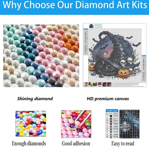 مجموعات الطلاء الماس الهالوين للبالغين ، مجموعات فن الماس الجمجمة للمبتدئين ، 5D DIY كامل الجولة الحفر زهرة الماس جيم فن للبالغين ، ديكور الجدار المنزلي 12 × 16 بوصة in Saudi Arabia