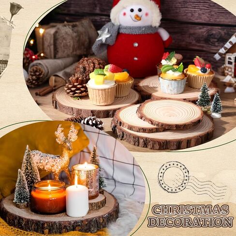 Nuanchu 7 Pack Wood Table Centerpieces with Rustic Wood Slices and Artificial Fake Green Moss for Wooden Fairy Wedding Woodland Table Decor Ideal DIY Crafts (2.4-2.8'',5.1-5.5'',7.9-9.1'') in Saudi Arabia