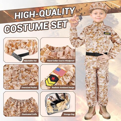 Deao Army Soldier Dress Up for Kid Military Costume Set Play مع إكسسوارات خوذة Solider Boy Dress Up Halloween in Saudi Arabia