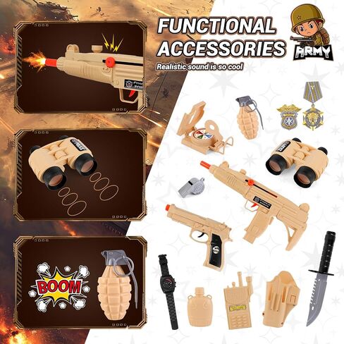 Deao Army Soldier Dress Up for Kid Military Costume Set Play مع إكسسوارات خوذة Solider Boy Dress Up Halloween in Saudi Arabia