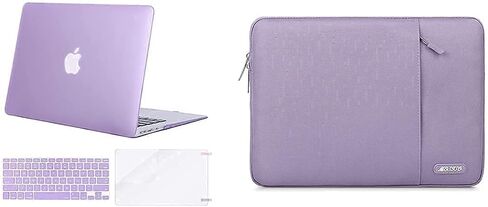 MOSISO Compatible with MacBook Air 13 inch Case 2010-2027 Rlease A1369 A1466, Plastic Hard Shell&Vertical Sleeve Bag with Pocket&Keyboard Cover&Screen Protector, Light Purple in Saudi Arabia