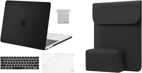 MOSISO Compatible with MacBook Pro 13 inch Case M2 2024, 2023, 2022-2016 M1, Faux Suede Leather Laptop Sleeve with Small Bag&Hard Shell&Keyboard Cover&Screen Protector&Storage Bag, Black in Saudi Arabia