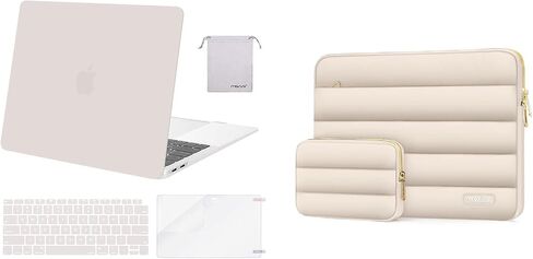 MOSISO Compatible with MacBook Air 13 inch Case 2022-2018 Release A2337 M1 A2179 A1932, Plastic Hard Shell&Keyboard Cover&Screen Protector&Storage Bag&Bag with Small Case, Rock Gray&Sand in Saudi Arabia
