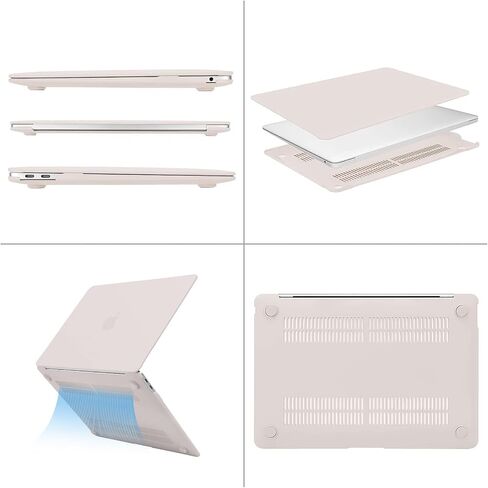 MOSISO Compatible with MacBook Air 13 inch Case 2022-2018 Release A2337 M1 A2179 A1932, Plastic Hard Shell&Keyboard Cover&Screen Protector&Storage Bag&Bag with Small Case, Rock Gray&Sand in Saudi Arabia