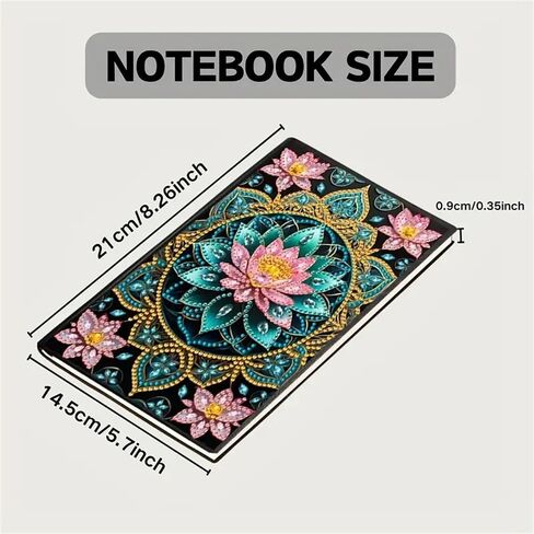 Lotus Diamond Painting دفتر للبالغين ، A5 Diamonds Art Journal و DIY Sketchbook ، مستلزمات Art Kit Diamond ، هدية للمبتدئين ، عشاق الحرفية ، الفنانين. (لوتس) in Kuwait