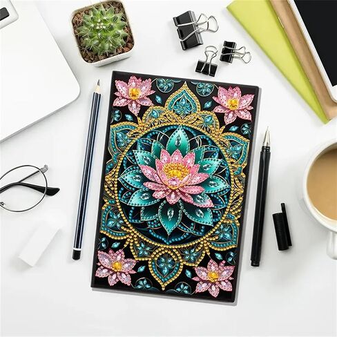 Lotus Diamond Painting دفتر للبالغين ، A5 Diamonds Art Journal و DIY Sketchbook ، مستلزمات Art Kit Diamond ، هدية للمبتدئين ، عشاق الحرفية ، الفنانين. (لوتس) in Kuwait