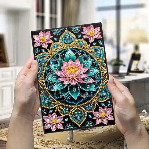 Lotus Diamond Painting دفتر للبالغين ، A5 Diamonds Art Journal و DIY Sketchbook ، مستلزمات Art Kit Diamond ، هدية للمبتدئين ، عشاق الحرفية ، الفنانين. (لوتس) in Kuwait
