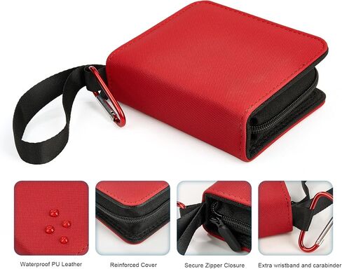 Mini 1-Pocket Trading Card Binder, Holds 80+ Cards with 40 Removable Sleeves, Small Zipper Card Album Case for TCG, MTG, Pokémon, Yugioh, Sports Game Cards, Gift for Kids & Collectors (RED-ZS) in Saudi Arabia