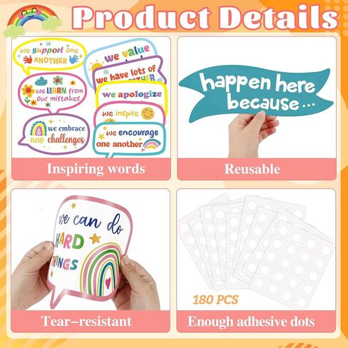 Konsait 74 PCS Classroom Bulletin Sets ، أشياء مذهلة تحدث هنا لوحة إعلانات ، Boho Rainbow مرحبًا بك في المدرسة القواطع التحفيزية الإيجابية لديكور جدار الفصل الدراسي المدرسي in Saudi Arabia