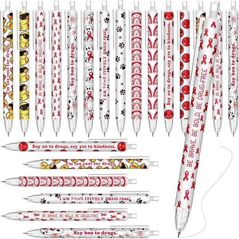 210 Pcs Red Ribbon Say No to Drugs Awareness Pencils 0.7mm Mechanical Pencils Drug-free Red Ribbon Week Prevention Event Business Charity Party Favor for Teen School Class Student in Saudi Arabia