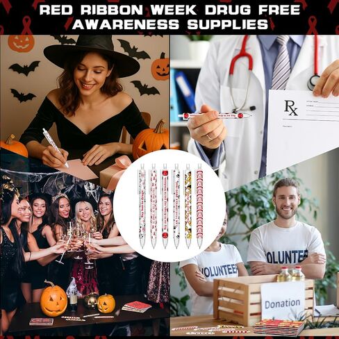 210 Pcs Red Ribbon Say No to Drugs Awareness Pencils 0.7mm Mechanical Pencils Drug-free Red Ribbon Week Prevention Event Business Charity Party Favor for Teen School Class Student in Saudi Arabia