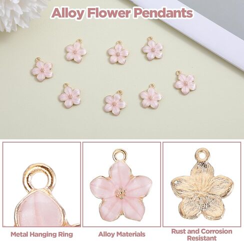 30pcs Flower Charms for Jewelry Making, Small Flower Enamel Charm, Jewelry Charm for Bracelets, Necklace, Earring, Jewelrys Making Findings, Purse Keychains, DIY Crafts, Handmade Accessories(Pink) in Saudi Arabia