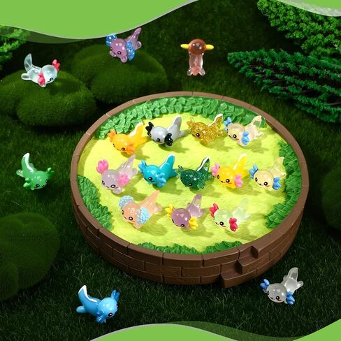 29 Pcs Luminous Mini Resin Axolotl Glow in The Dark Little Tiny Resin Figurines Axolotl Bulk for DIY Garden Dollhouse Birthday Party Decoration Aquarium in Saudi Arabia