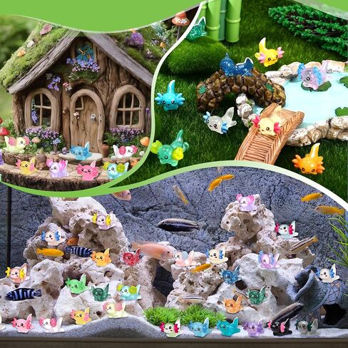 29 Pcs Luminous Mini Resin Axolotl Glow in The Dark Little Tiny Resin Figurines Axolotl Bulk for DIY Garden Dollhouse Birthday Party Decoration Aquarium in Saudi Arabia