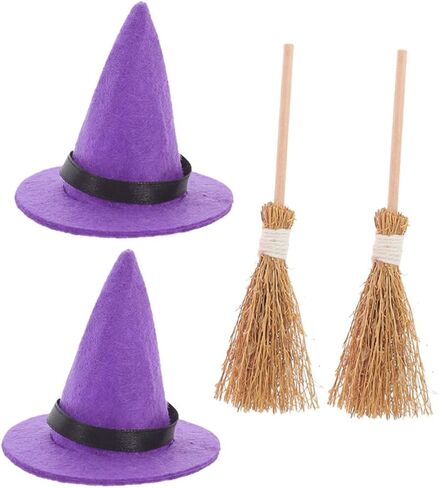Halloween Witch Hat Mini Wizard Hat Miniature Witch Hat Dollhouse Broom Small Wizard Hat Witch Hat Cake in Saudi Arabia