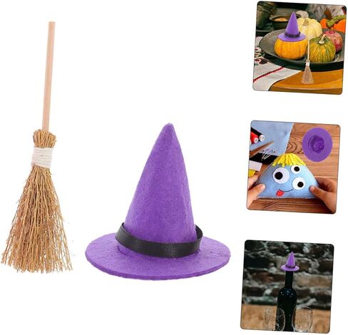 Halloween Witch Hat Mini Wizard Hat Miniature Witch Hat Dollhouse Broom Small Wizard Hat Witch Hat Cake in Saudi Arabia