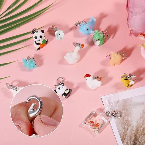 CHGCRAFT 20pcs 20 Styles Lovely Animal Badge Holder Charms Animal Badge Animal Resin Nurse's Badge Pendant Decorations with Zinc Alloy Lobster Claw Clasps, Mixed Color, 1.6inch in Saudi Arabia