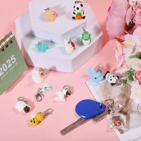 CHGCRAFT 20pcs 20 Styles Lovely Animal Badge Holder Charms Animal Badge Animal Resin Nurse's Badge Pendant Decorations with Zinc Alloy Lobster Claw Clasps, Mixed Color, 1.6inch in Saudi Arabia