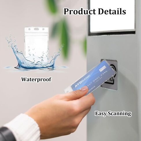 5 Pack Waterproof Vertical ID Badge Holder with Metal Clips, Clear Plastic Card Protector Name Tag Holders Fits Proximity, Badge Swipe Cards and Credit Card in Saudi Arabia