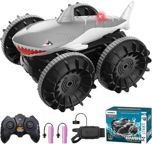 سمك القرش برمائيات التحكم عن بُعد - هدية للأطفال بويز فتيات ، سيارة RC مقاوم للماء 4WD ، شاحنة وحش التحكم عن بعد مع حيلة 360 درجة ، استشعار الإيماءات ， التحكم عن بُعد مزدوج in Kuwait