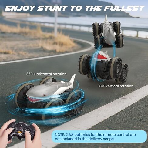 سمك القرش برمائيات التحكم عن بُعد - هدية للأطفال بويز فتيات ، سيارة RC مقاوم للماء 4WD ، شاحنة وحش التحكم عن بعد مع حيلة 360 درجة ، استشعار الإيماءات ， التحكم عن بُعد مزدوج in Kuwait