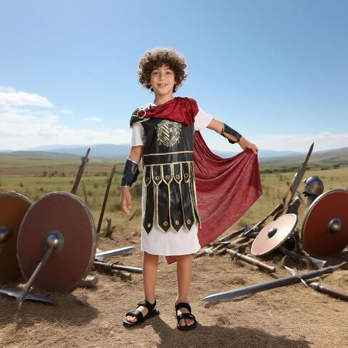 yolsun Boys Roman Soldier Costume Kids Warrior Knight Costume Brave Medievel Gladiator Halloween Cosplay in Saudi Arabia