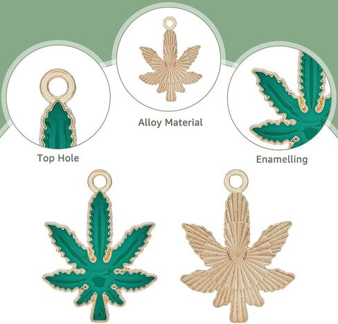 Superfindings 30pcs سبيكة القيقب السحر قلادة السحر الأوراق الخضراء مينا أوراق السحر مع الظهر الظهر الظهر المعلقات ورقة ورقة لورات المجوهر in Kuwait