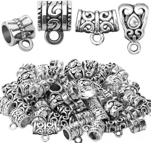 50pcs سحر الفواصل حبات للمجوهرات صنع الأساور قلادة الحرف الفضية السحر السحر. in Kuwait