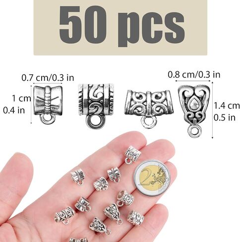 50pcs سحر الفواصل حبات للمجوهرات صنع الأساور قلادة الحرف الفضية السحر السحر. in Kuwait