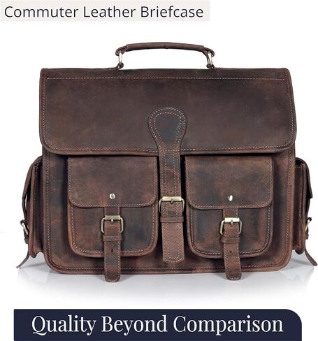 cuero Leather Messenger Bag for Men, 18 Inch Laptop Crossbody, Vintage Handmade Leather Shoulder Satchel Bag for Men, Full Grain Business Briefcase for Office/Work/Travel - Dusky Brown in Saudi Arabia