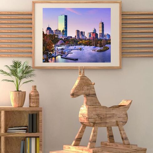VnuieHg DIY Paint by Numbers Boston Massachusetts Skyline Canvas Painting with Acrylic Paint Paintbrush for البالغين للمبتدئين الهدية الفنية 16 "× 20" in Saudi Arabia