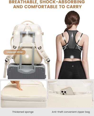 LoveVook Provess Backpack للنساء ، حمل رحلة على الظهر معتمدة مع 3 مكعبات تعبئة ، حقيبة السفر الشخصية TSA PORTICAL in Saudi Arabia