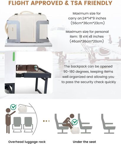 LoveVook Provess Backpack للنساء ، حمل رحلة على الظهر معتمدة مع 3 مكعبات تعبئة ، حقيبة السفر الشخصية TSA PORTICAL in Saudi Arabia