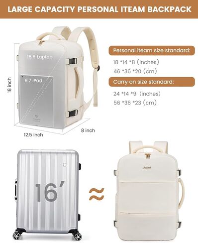 LoveVook Provess Backpack للنساء ، حمل رحلة على الظهر معتمدة مع 3 مكعبات تعبئة ، حقيبة السفر الشخصية TSA PORTICAL in Saudi Arabia