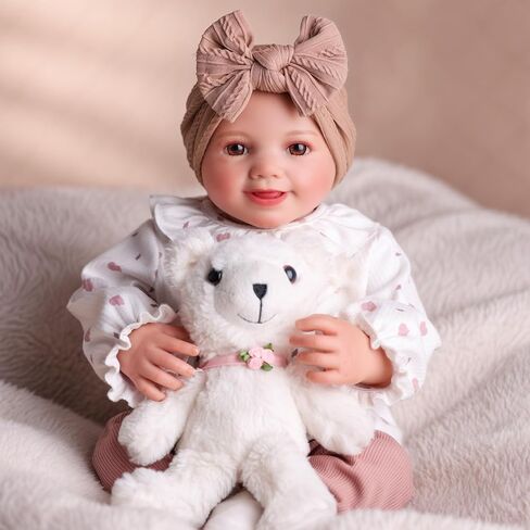BABESIDE Lifelike Reborn Baby Dolls Sunny - 17 Inch Soft Vinyl Realistic-Newborn Baby Doll Sweet Smile Real Life Baby Doll Girls with Gift Box for Kids Age 3+ in Saudi Arabia