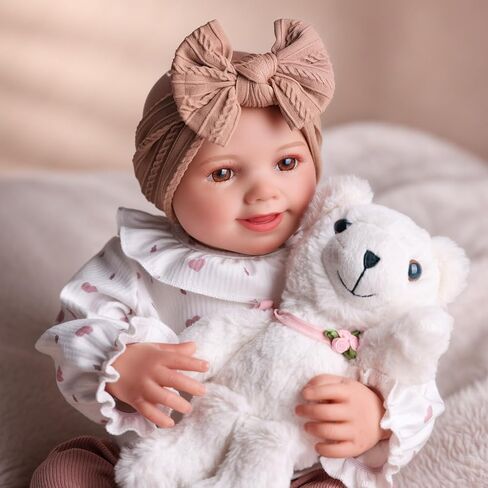 BABESIDE Lifelike Reborn Baby Dolls Sunny - 17 Inch Soft Vinyl Realistic-Newborn Baby Doll Sweet Smile Real Life Baby Doll Girls with Gift Box for Kids Age 3+ in Saudi Arabia