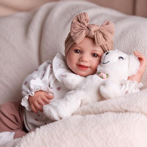 BABESIDE Lifelike Reborn Baby Dolls Sunny - 17 Inch Soft Vinyl Realistic-Newborn Baby Doll Sweet Smile Real Life Baby Doll Girls with Gift Box for Kids Age 3+ in Saudi Arabia